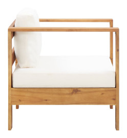 Chaise de jardin avec coussin Crème Bois d'acacia solide