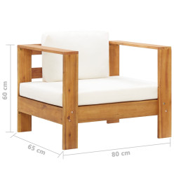 Chaise de jardin avec coussin Crème Bois d'acacia solide