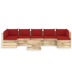 Salon de jardin 8 pcs avec coussins Bois imprégné de vert