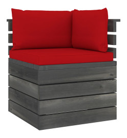 Salon palette de jardin 3 pcs avec coussins Bois de pin massif
