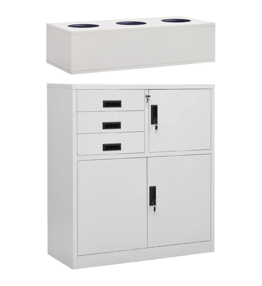 Armoire de bureau avec jardinière Gris clair 90x40x125 cm Acier