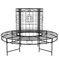 Banc circulaire tour d'arbre Ø137 cm Noir Acier
