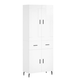 Buffet haut Blanc brillant 69,5x34x180 cm Bois d'ingénierie