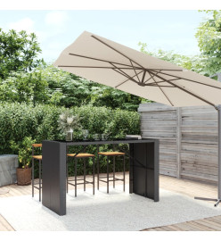 Table de bar et dessus en verre noir 185x80x110 cm poly rotin