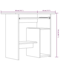 Bureau Chêne fumé 80x45x74 cm Bois d'ingénierie