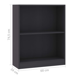 Bibliothèque Gris 60x24x74,5 cm Bois d'ingénierie