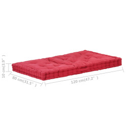 Coussin de plancher de palette Coton 120x80x10 cm Bordeaux