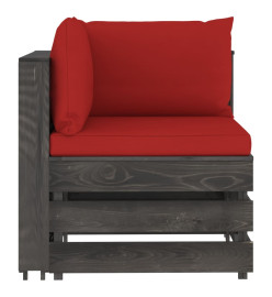 Salon de jardin 8 pcs avec coussins Bois imprégné de gris