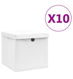 Boîtes de rangement avec couvercles 10 pcs 28x28x28 cm Blanc