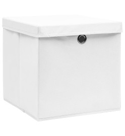 Boîtes de rangement avec couvercles 10 pcs 28x28x28 cm Blanc