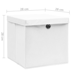 Boîtes de rangement avec couvercles 10 pcs 28x28x28 cm Blanc