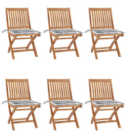Chaises pliables de jardin avec coussins 6 pcs Bois de teck