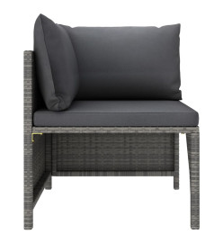 Salon de jardin 10 pcs avec coussins Résine tressée Gris