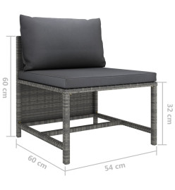 Salon de jardin 10 pcs avec coussins Résine tressée Gris