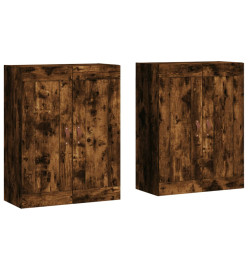 Armoires murales 2 pcs chêne fumé bois d'ingénierie