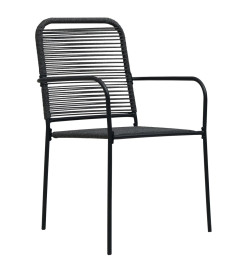 Chaises de jardin 2 pcs Corde en coton et acier Noir