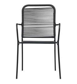Chaises de jardin 2 pcs Corde en coton et acier Noir