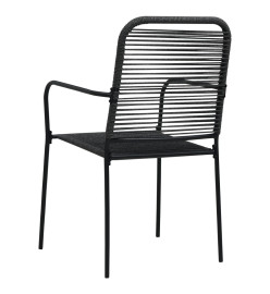 Chaises de jardin 2 pcs Corde en coton et acier Noir