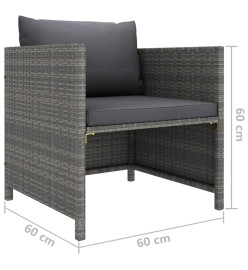 Salon de jardin 8 pcs avec coussins Résine tressée Gris
