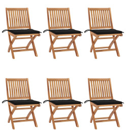 Chaises pliables de jardin avec coussins 6 pcs Bois de teck