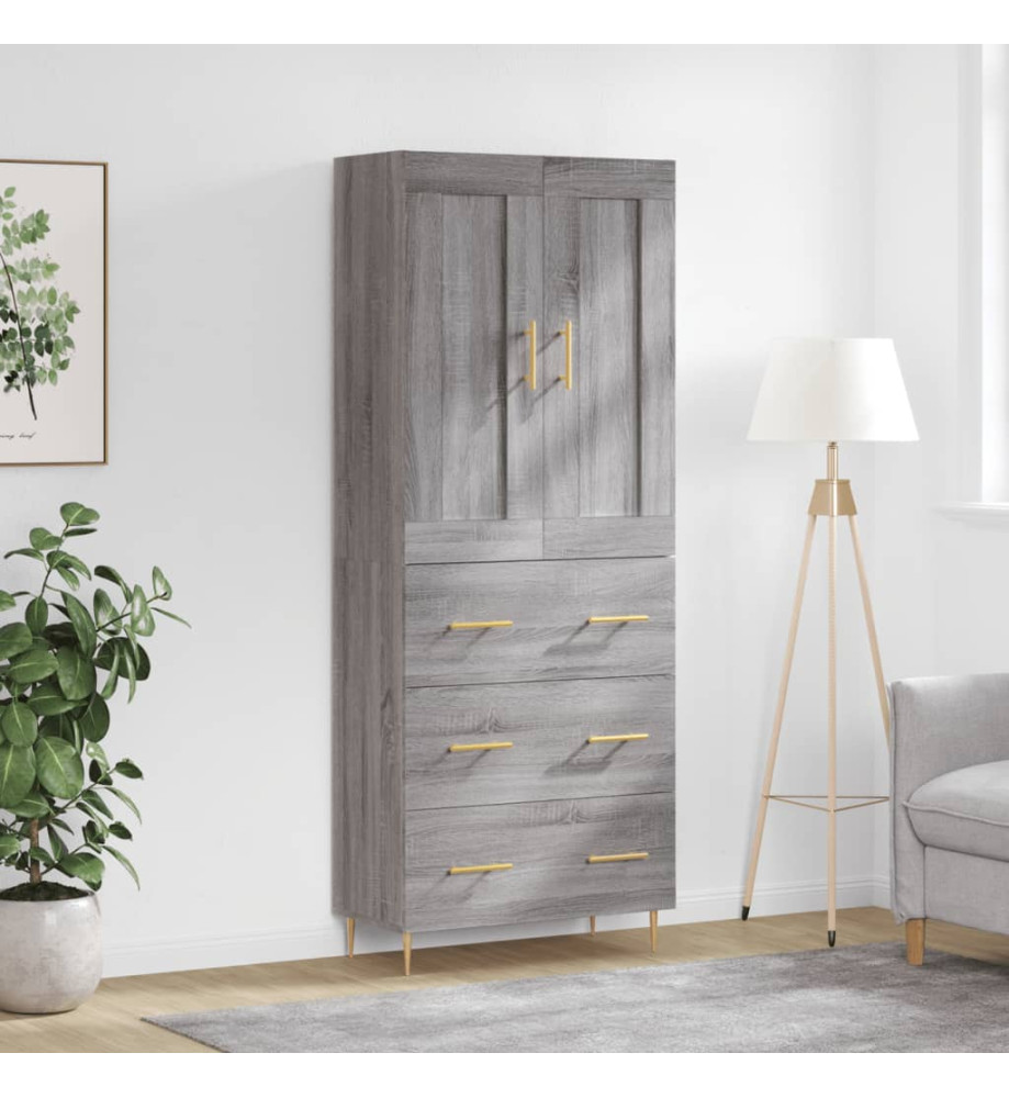 Buffet haut Sonoma gris 69,5x34x180 cm Bois d'ingénierie