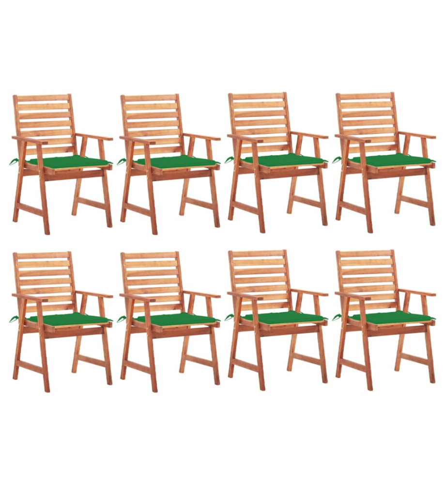 Chaises à dîner d'extérieur 8 pcs avec coussins Acacia massif Chaises à dîner d'extérieur 8 pcs avec coussins Acacia massif