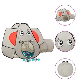 Tente de jeu pour enfants 250 balles Éléphant Gris 174x86x101cm