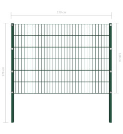 Panneau de clôture avec poteaux Fer 1,7 x 1,2 m Vert