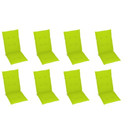 Chaises inclinables de jardin avec coussins 8 pcs Teck solide