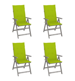 Chaises inclinables de jardin 4 pcs avec coussins Bois d'acacia