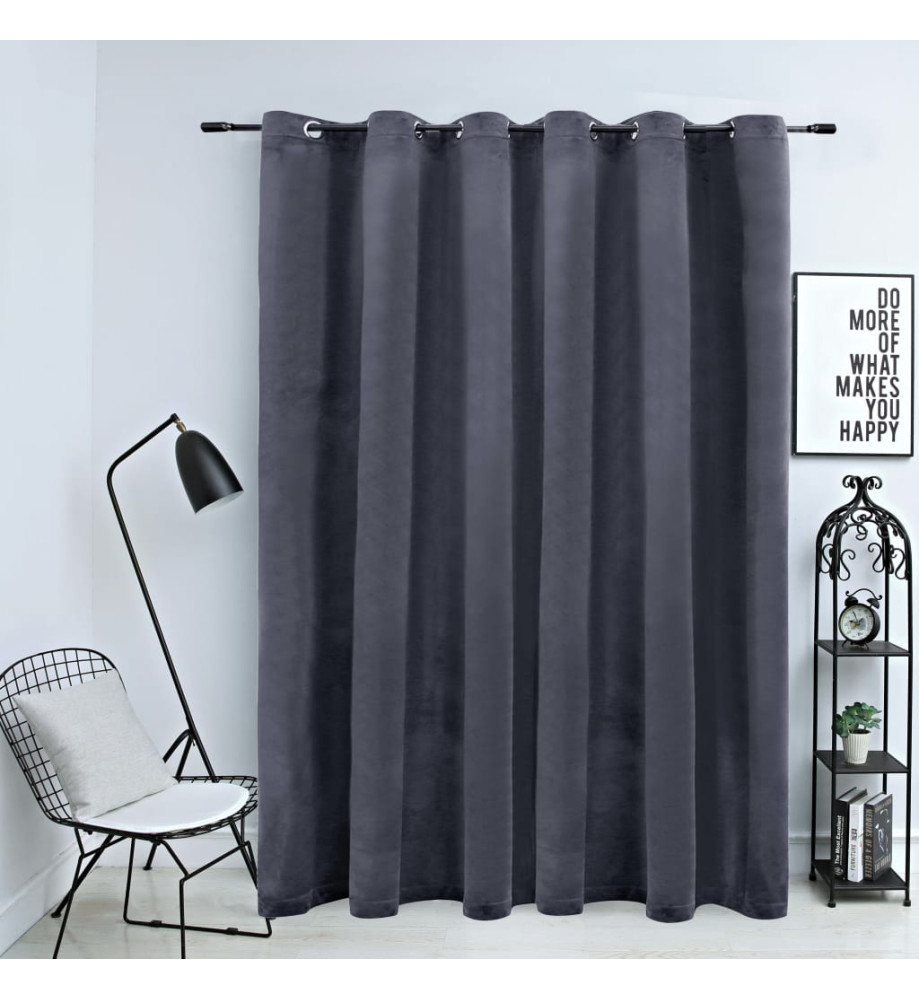 Rideau occultant et anneaux métal Velours Anthracite 290x245 cm Rideau occultant et anneaux métal Velours Anthracite 290x245 cm
