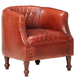 Fauteuil tube Marron 62x58x65 cm Cuir véritable