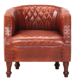 Fauteuil tube Marron 62x58x65 cm Cuir véritable