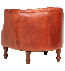 Fauteuil tube Marron 62x58x65 cm Cuir véritable