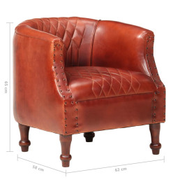 Fauteuil tube Marron 62x58x65 cm Cuir véritable