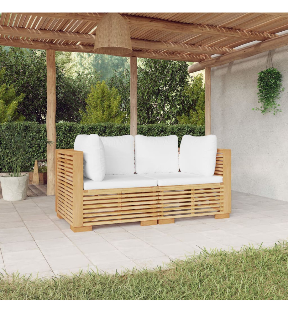 Canapés d'angle de jardin et coussins 2 pcs Bois de teck massif Canapés d'angle de jardin et coussins 2 pcs Bois de teck massif