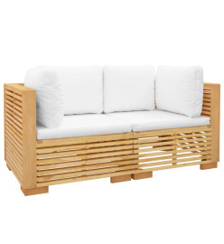 Canapés d'angle de jardin et coussins 2 pcs Bois de teck massif