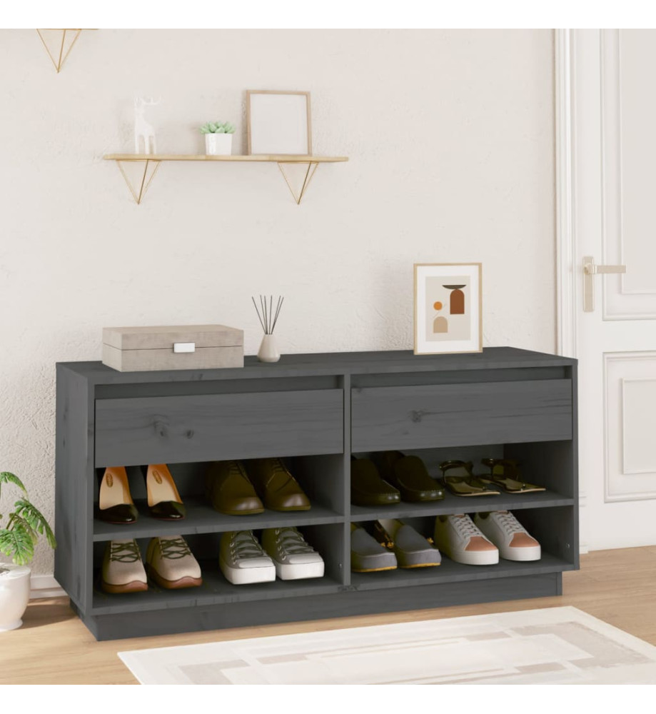 Armoire à chaussures Gris 110x34x52 cm Bois de pin massif