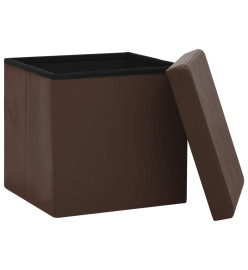 Tabourets de rangement pliables lot de 2 marron PVC