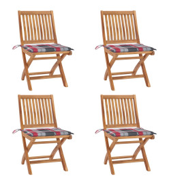 Chaises pliables de jardin avec coussins 4 pcs Teck solide
