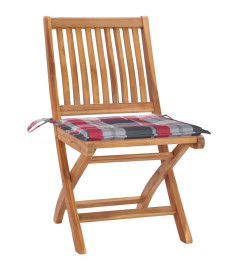 Chaises pliables de jardin avec coussins 4 pcs Teck solide