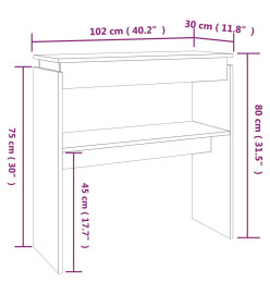 Table console Sonoma gris 102x30x80 cm Bois d'ingénierie