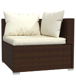 Salon de jardin 8 pcs avec coussins Résine tressée Marron