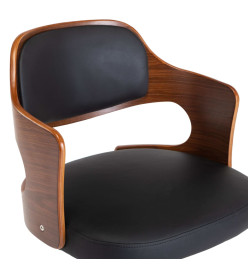 Chaise pivotante de bureau Noir Bois courbé et similicuir