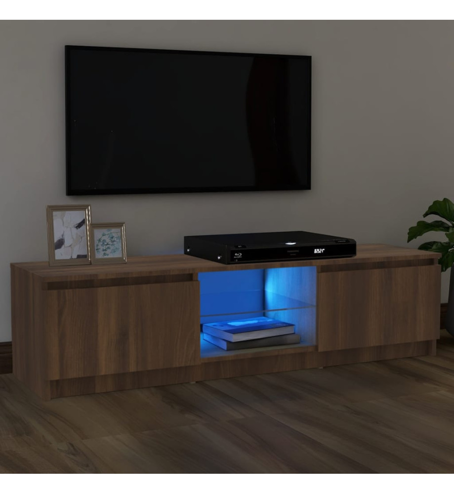 Meuble TV avec lumières LED chêne marron 120x30x35,5 cm