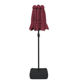 Parasol à double tête avec LED rouge bordeaux 316x240 cm