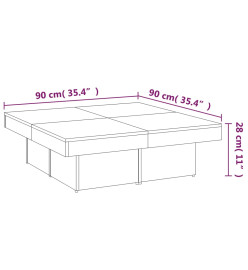 Table basse Chêne fumé 90x90x28 cm Bois d'ingénierie