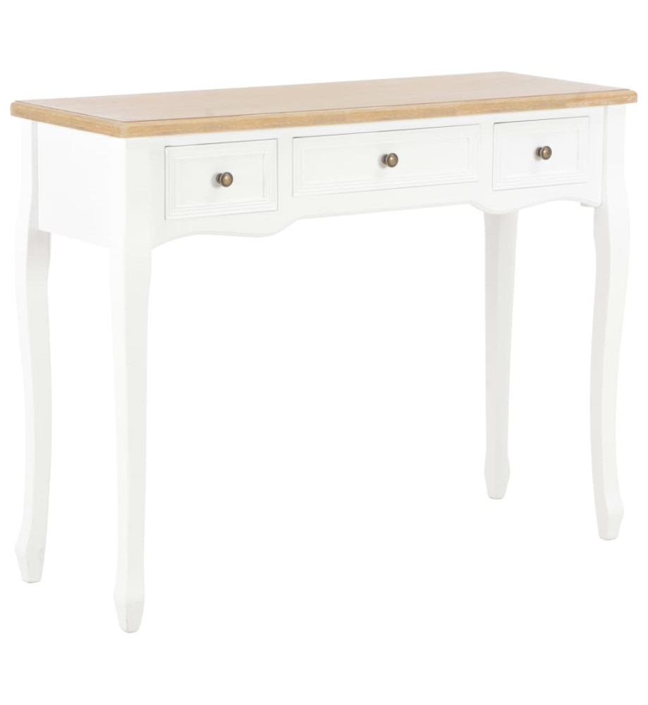 Table de console et coiffeuse avec 3 tiroirs Blanc