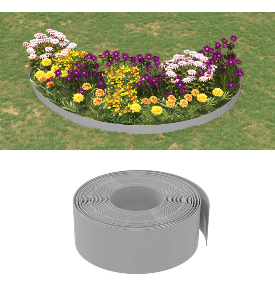 Bordures de jardin 5 pcs gris 10 m 20 cm polyéthylène