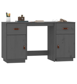 Bureau avec armoires Gris 135x50x75 cm Bois massif de pin